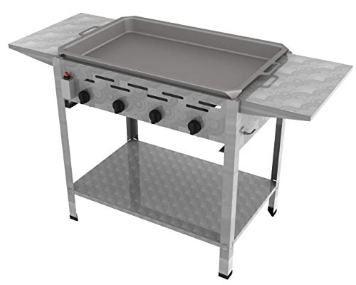 ChattenGlut Professional Gastrobräter 4-flammig Standgerät Edelstahl Stahlbrenner für Flüssiggas 810x530x800 mm (14,7kW Pfanne + Seitenablagen) von ChattenGlut