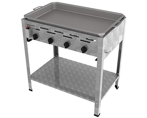 ChattenGlut Professional Gastrobräter 4-flammig Standgerät Edelstahl Stahlbrenner für Flüssiggas 810x530x800 mm (18kW Pfanne) von ChattenGlut