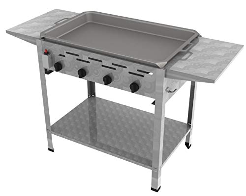 ChattenGlut Professional Gastrobräter 4-flammig Tischgerät Edelstahl Stahlbrenner für Flüssiggas 810x530x800 mm (18kW Pfanne + Seitenablagen) von ChattenGlut