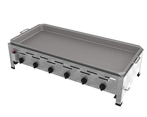 ChattenGlut Professional Gastrobräter 6-flammig Tischgerät Edelstahl Stahlbrenner für Flüssiggas 1140x530x270 mm (22kW Pfanne) von ChattenGlut