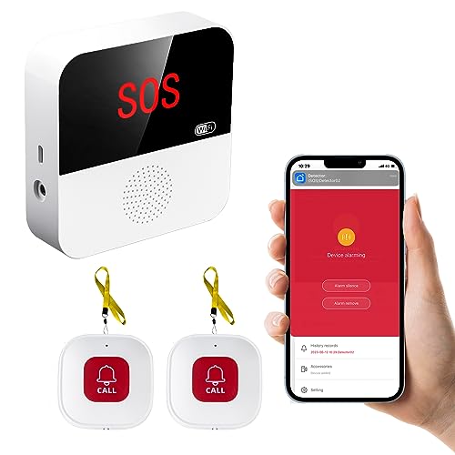 Chatthen Notrufknopf für Senioren, Tuya WiFi Alarmanlage Haus, Senioren Notruf Empfänger*1+Ruftaste*2, Kompatibel mit Tuya Smart/Smart Life/Alexa (Unterstützt Wi-Fi 2.4GHz) von Chatthen