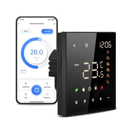 Chatthen Smart Thermostat, WLAN Thermostat Fussbodenheizung with Glass Touch Panel, Schedule and Multi-Room Function, Compatible with Amazon Alexa, Google Assistant von Chatthen