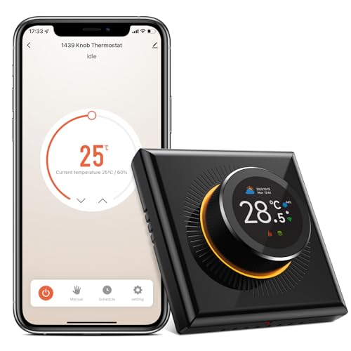 Chatthen Thermostat Heizung, Tuya WiFi Heizungsthermostat Smart Digital TFT Raumthermostat Kompatibel mit Alexa, Google Home, 95v~240V AC 16A, Schwarz von Chatthen