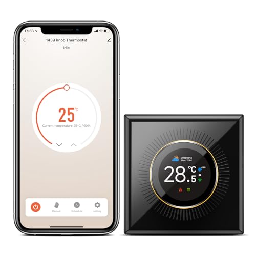 Chatthen Thermostat Heizung, Tuya WiFi Heizungsthermostat Smart Digital TFT Raumthermostat Kompatibel mit Alexa, Google Home, 95v~240V AC 3A Schwarz von Chatthen