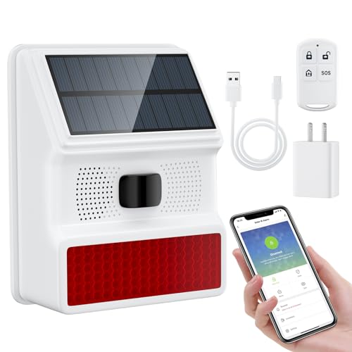 Chatthen WiFi Bewegungsmelder Aussen, Solar Bewegungssensor mit Fernbedienung, 120 dB Infrarot Sensor Kompatibel mit Tuya Smart/Smart Life APP von Chatthen