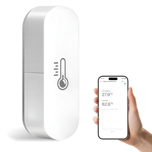 Chatthen Zigbee Temperatursensor, eWeLink Luftfeuchtigkeitsmesser mit Intelligentem Alarm, Datenspeicherung und Kalibrierung, Works with Alexa/Google Assistant, Zigbee 3.0 Hub Required von Chatthen