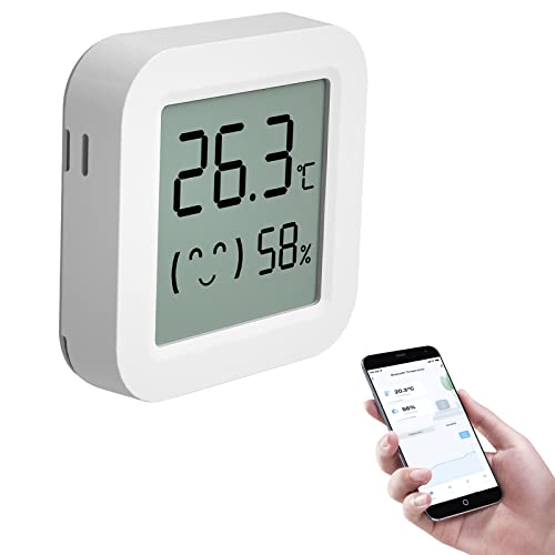 eMylo Bluetooth Thermometer Hygrometer Innen, Tuya Mini Thermo Hygrometer mit Smart App und Datenaufzeichnung, für Babyzimmer, Gewächshauszubehör, Garage（1 Pack） von Chatthen