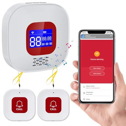 eMylo Senioren Notruf, Hausnotruf, Notrufknopf für Senioren, WiFi Senioren Notruf Empfänger*1+Ruftaste*2, Kompatibel mit Tuya Smart/Smart Life/Alexa (Unterstützt Wi-Fi 2.4GHz) von Chatthen