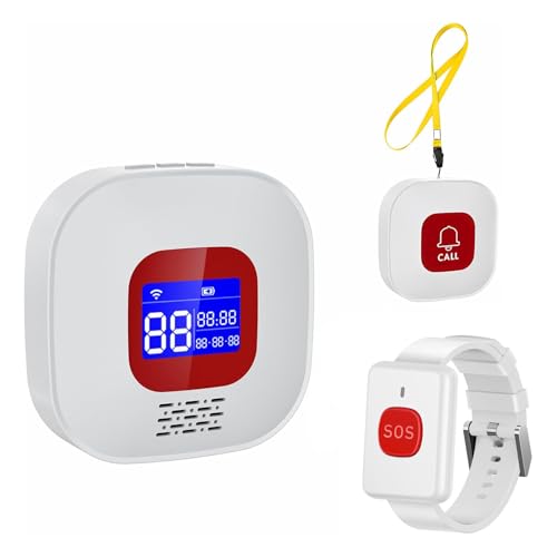 eMylo WiFi + RF Emergency Call Button for Seniors Emergency Bracelet Emergency Alert System for Seniors Patients Disabled Elderly Empfänger*1+Ruftaste*1+Bracelet*1(Unterstützt Wi-Fi 2.4GHz) von Chatthen
