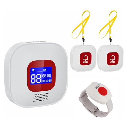 eMylo WiFi + RF Emergency Call Button for Seniors Emergency Bracelet Emergency Alert System for Seniors Patients Disabled Elderly Empfänger*1+Ruftaste*2+Bracelet*1(Unterstützt Wi-Fi 2.4GHz) von Chatthen