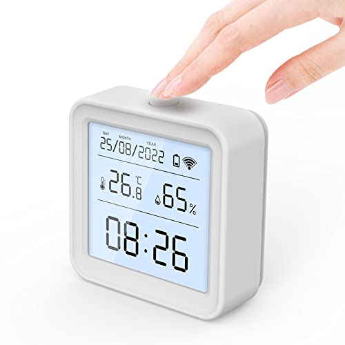 eMylo WiFi Thermometer Hygrometer Innen, Tuya Bluetooth Raumthermometer wlan Temperatursensor mit Smart App, LCD-Bildschirm Digitales Thermo-Hygrometer für Raumtemperatur, Keller, Babyzimme von Chatthen