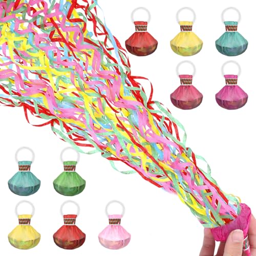 10 Stück Luftschlangen Geburtstag,Konfetti Luftschlangen Hand Werfen Streamer,Bombe Bombe Party Wurf Luftschlangen für Geburtstag Hochzeiten Karneval Abschlussfeier von ChauLanBow