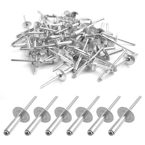 60 Stück Aluminium Blindnieten mit großem Flansch, Blindnieten Alu Nieten, Blindnieten Set, Blindnieten in Industrie-Qualität, 60er-Pack (Silber) (4.8mm × 10mm) von ChauLanBow