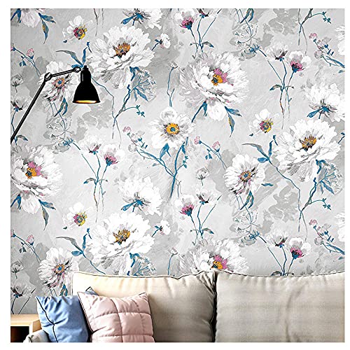 Chbrket Amerikanische Landtapete Frische Pastorale Blumen Und Vögel Schlafzimmer-Wohnzimmer-Tv-Hintergrund Mediterrane Vliestapete Blau 53X1000CM von Chbrket