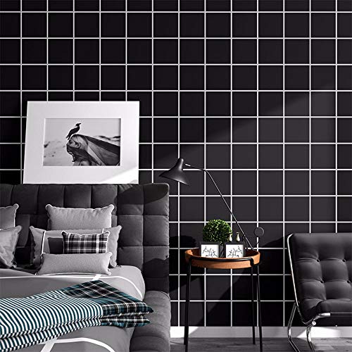 Chbrket Möbelfolie Selbstklebend Folie Klebefolie Für Möbel Tür Fensterbank Schrank Schminktisch Diy Vinyl Dekorfolie Wasserdicht Pvc Schwarz Kariert 60X200CM von Chbrket