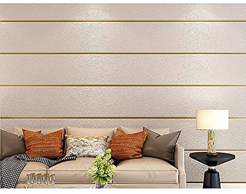 Chbrket Nordische Moderne Horizontale Und Vertikale Streifen Super Dicke Hirschleder-Vliestapete Wohnzimmer-Schlafzimmer-Hintergrundtapete Braun 53X950CM von Chbrket