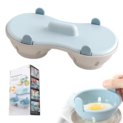 Chdnhe Mikrowellen Eierkocher 2-Fach,Pochierteier Dämpfer mit Deckel | Hitzebeständiger Tragbarer Eierkocher Für Familienküche Haushalt Restaurant von Chdnhe