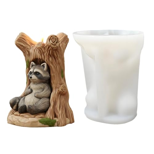 Chdnhe Raccoon Kerzenformen,3D Tier Kerzen Silikonform - Aromatherapie Form Für Wohnheim Schreibtisch Zimmer Schule Büro Wohnung Tischdekoration von Chdnhe