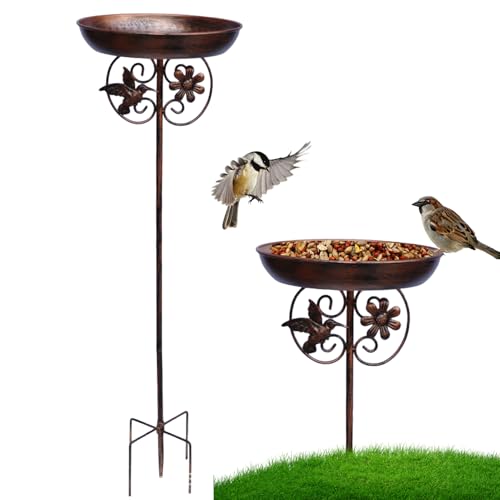 Chdnhe Vogelfutterstationen Für Den Außenbereich | Vogeltränke Mit Erdspieß - Abnehmbares Rostfreies Vogelbad Für Rasen Terrasse Garten Balkon von Chdnhe