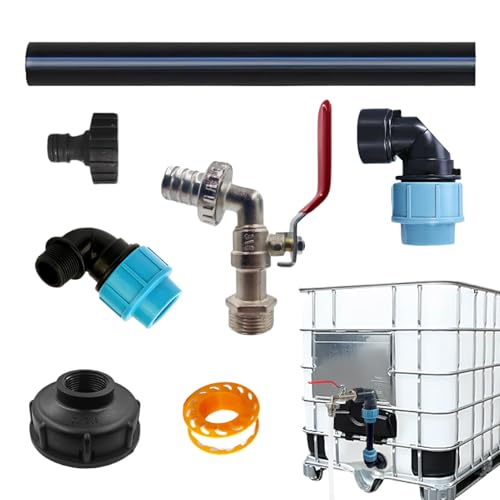 Chdnhe Wasserbehälter Fittings, Tank Adapter für Wasserschlauch, Leakproof Valve With Extension Tube For Faucet Home Garden Workshop Garage Patio Warehouse Outdoor von Chdnhe