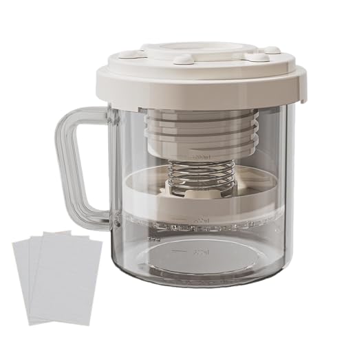 Griechisches Joghurtsieb, Wiederverwendbarer Presse Joghurtfilter mit feinmaschigem Beutel und Deckel, Federbelasteter Drehpresse JoghurtbereiterMolke Separator für Sojamilch und Saft von Chdnhe