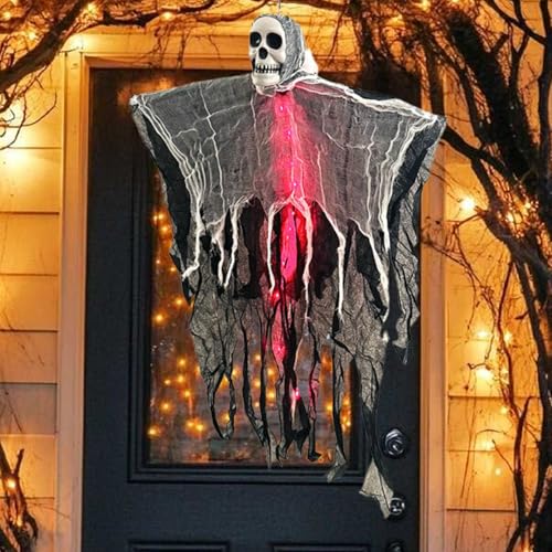 Hängende Skelett Geister Dekoration | 80cm Hängende Geister Deko mit LED-Licht | Halloween Deko Gruselig Skelette Dekoration für Bar, Tür, Fenster, Baum als Spukhaus-Requisiten-deko Hängende Skelett Geister Dekoration | 80cm Hängende Geister Deko mit LED-Licht | Halloween Deko Gruselig Skelette Dekoration für Bar, Tür, Fenster, Baum als Spukhaus-Requisiten-deko von Chdnhe