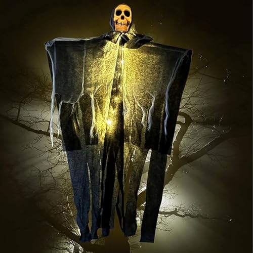 Hängende Skelett Geister Dekoration | 80cm Hängende Geister Deko mit LED-Licht | Halloween Deko Gruselig Skelette Dekoration für Bar, Tür, Fenster, Baum als Spukhaus-Requisiten-deko Hängende Skelett Geister Dekoration | 80cm Hängende Geister Deko mit LED-Licht | Halloween Deko Gruselig Skelette Dekoration für Bar, Tür, Fenster, Baum als Spukhaus-Requisiten-deko von Chdnhe