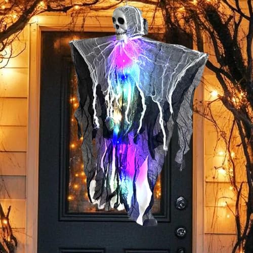 Hängende Skelett Geister Dekoration | 80cm Hängende Geister Deko mit LED-Licht | Halloween Deko Gruselig Skelette Dekoration für Bar, Tür, Fenster, Baum als Spukhaus-Requisiten-deko Hängende Skelett Geister Dekoration | 80cm Hängende Geister Deko mit LED-Licht | Halloween Deko Gruselig Skelette Dekoration für Bar, Tür, Fenster, Baum als Spukhaus-Requisiten-deko von Chdnhe