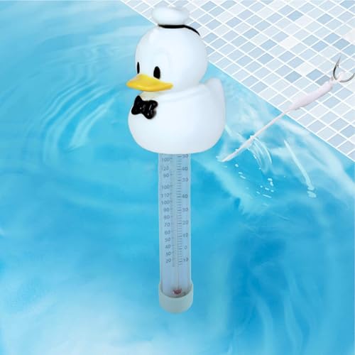 Schwimmendes Wasserthermometer | Floating Pool Thermometer | Cartoon Entenform Schwimmbadthermometer Mit Schnur | Bruchsicher Temperaturmesser Für Innen und Außen Pools, Aquarien, Fischteiche 20cm von Chdnhe