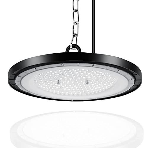 CheDux 150W UFO LED High Bay Light, 15000LM LED Hallenstrahler, 6000K-6500K Tageslichtweiß Ultradünne LED Werkstattlampe, IP65 Wasserdichte Industrielampe High Bay Licht für Fabriken,Garage,Lagerhaus von CheDux