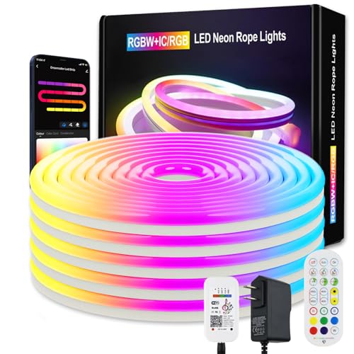 CheDux Neon Streifen Lichter 3M, RGB LED Neon Strip mit Remote per App,IP67 Wasserdichte, Funktioniert mit Alexa und Google, DIY-Funktion, Musik Sync, Lichtband für Wohnzimmer, Schlafzimmer, Wand Deko von CheDux