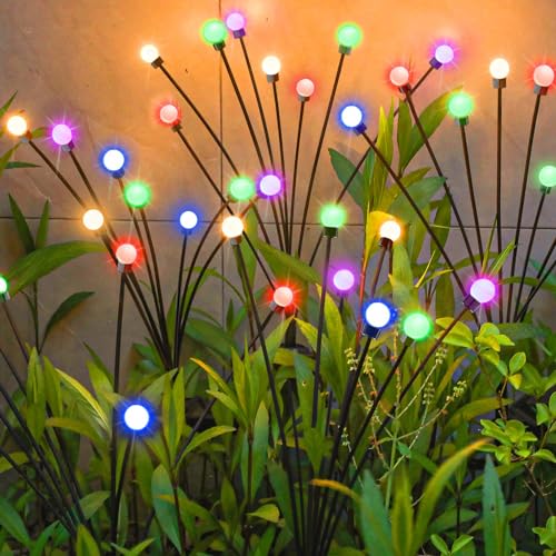 Gartenlicht, RGB-Farbwechsellicht, Solarlampen für Außen Garten Glühwürmchen Gartenlichter 8 LED Lichter Solar Gartenleuchten für Außen Yard Patio Dekoratives, Kanal, Geburtstag, Partydekoration von CheDux