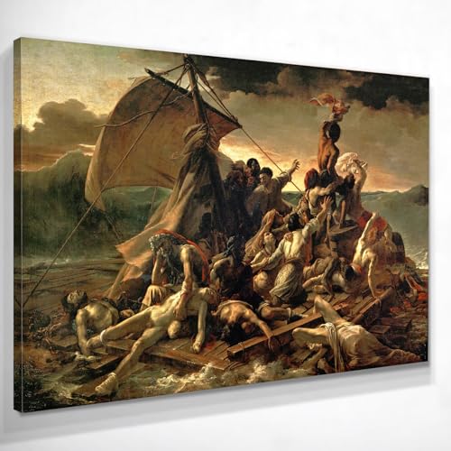 CheQuadro! Das Floß der Medusa Theodore Gericault, großes Bild auf hochwertiger Leinwand, feine Kunst, gerahmt, fertig zum Aufhängen, bsa25-115 x 80 cm von CheQuadro!