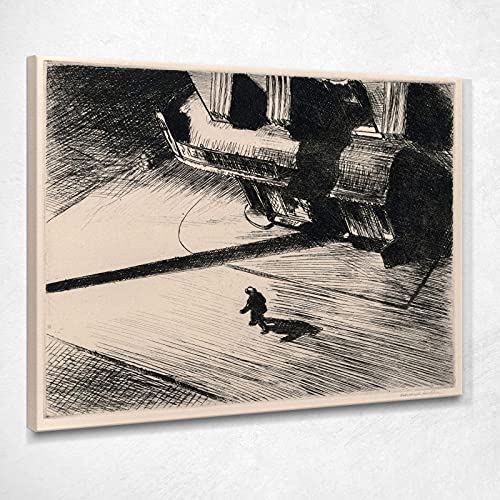 Night Shadow Edward Hopper Kunstdruck auf Leinwand Eho30, 40 x 32 cm von CheQuadro!