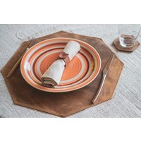 Personalisierte Tischsets Aus Leder, Wasserfeste Tischsets, Dine Table Mats, Vintage-Dekor von CheRollBag
