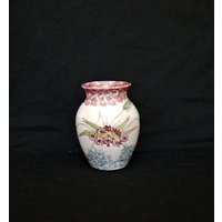 Handgemachte Vase Aus Ton Vintage Haseley Pottery Handbemalte Verschnörkelte Blumen Gemarkt Gestempelt Unikat von CheapVintageByJola