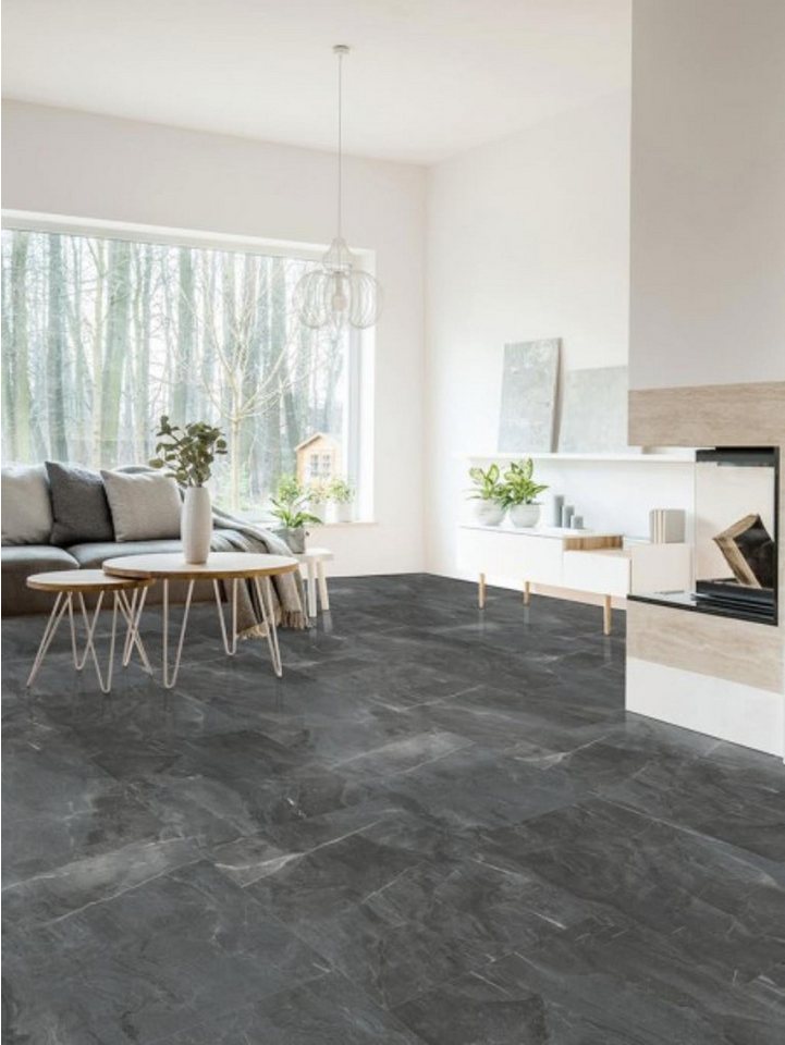 Check Vinylboden ,Klick-Vinyl >>2156 Pulheim Marmor, 2159 Levin Marmor<<, Hochglanz-Fliese XL inkl. Trittschalldämmung, Packung, In 1 Packung: 6 Paneele - 2,341m², Check one von Check