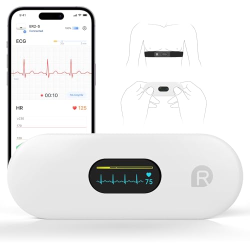 CheckMe ER2-S EKG Gerät für Zuhause & Unterwegs, EKG mit Brustgurt, 30s bis 15Min Messung, Echtzeit-APP, Unbegrenzter Speicher, 0.96" OLED, für iOS Android von CheckMe