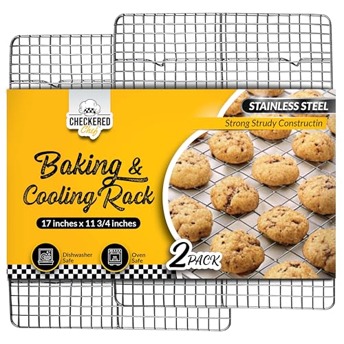 Checkered Chef Kuchengitter Abkühlgitter Set (30x43cm) - 2X Backofen Gitterrost Grillrost Edelstahl von Checkered Chef