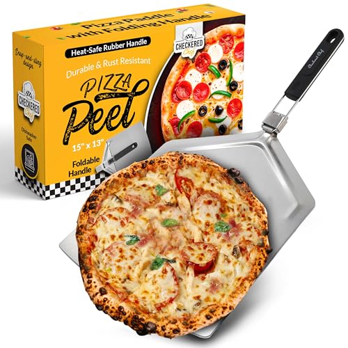 Checkered Chef Pizzaschieber, extra groß, Edelstahl mit klappbarem Griff von Checkered Chef