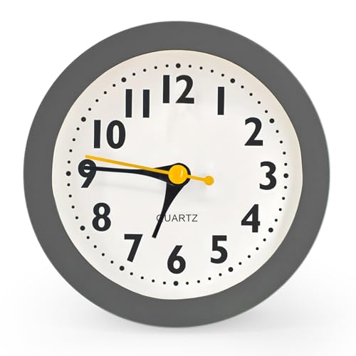 Chedin Mit Nachtlicht, Rund Wecker, Kinder Wecker, ohne Ticken Kinderwecker, Lernwecker Kinderwecker Digital für Schlafzimmer (Dunkelgrau) von Chedin