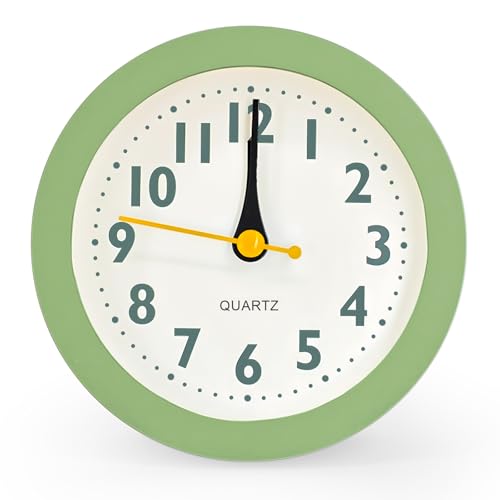 Chedin Mit Nachtlicht, Rund Wecker, Kinder Wecker, ohne Ticken Kinderwecker, Lernwecker Kinderwecker Digital für Schlafzimmer (Dunkelgrün) von Chedin
