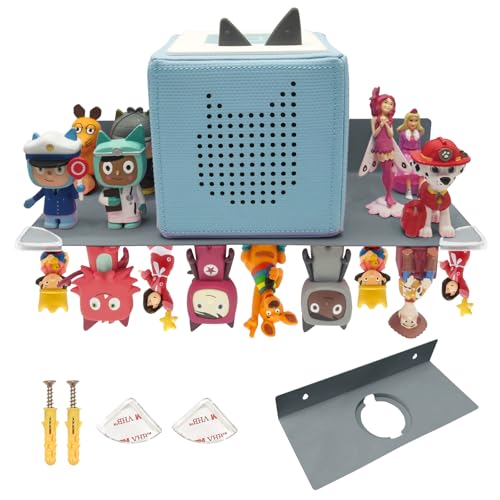 Chedin Metall Tonie Regal | vollständig magnetisches Toniebox Regal für 20 Figuren + Box | Wandregal lagerregal für Toniebox | Tonieregal Tonie Box mit Aussparung (Edelstahl, grau) von Chedin