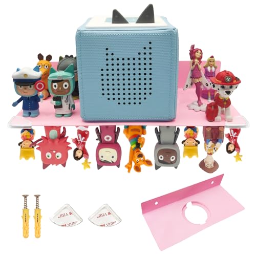 Chedin Metall Tonie Regal | vollständig magnetisches Toniebox Regal für 20 Figuren + Box | Wandregal lagerregal für Toniebox | Tonieregal Tonie Box mit Aussparung (Edelstahl, rosa) von Chedin