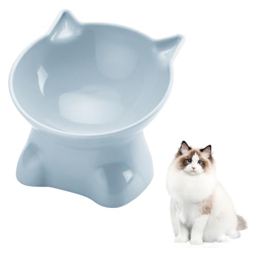 Katzennapf Erhöht Fressnapf Katze mit 15° Neigung Design,Futternapf Katze,Katzenfutternapf für Futter und Wasser,perfekt für Haustiere Katzen und Welpen (Grau, Einfarbig) von Chedin
