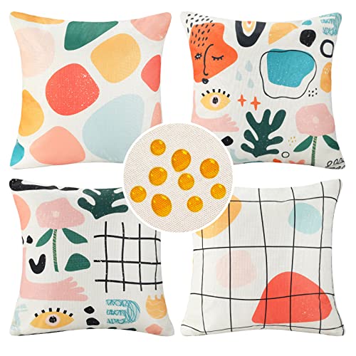 Sofakissen 45 X 45 Deko Kissen Kissenbezug Wasserdicht Kissenbezüge Frühling Moderne Morandi Abstrakt Leinen Gartenkissen Couchkissen Zierkissenbezüge für Sofa Wohnzimmer Bett Terrasse Balkon 4 Stück von Cheekywares