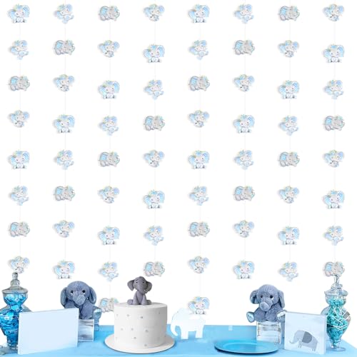 Cheereveal 8 Packungen Elefanten-Party-Luftschlangen Girlanden für Jungen – Blaues florales Elefanten-Thema, hängende Banner, Hintergrund, Tierthema, Geburtstagsparty, Babyparty, Feier-Dekorationen von Cheereveal