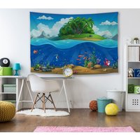 Unterwasserwelt & Unbewohnte Insel Wandteppich von CheerfulSwallows