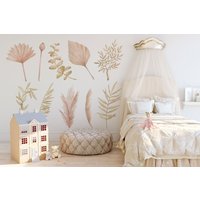 Florale Kinderzimmer Wandtattoo Camila Borte Vintage Blumen Wandaufkleber Rosen Hibiskus Pfingstrosen Antik Floral Garten Décor Mädchen Babyzimmer von CheerfulWalls