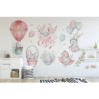 Luftballon Aquarell, Kinderzimmer Aufkleber, Wandtatze, Heißluftballon Wanddeko, Karneval Deko von CheerfulWalls